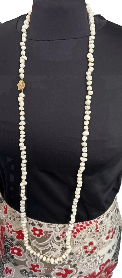 "Collar largo piedra 54"" con broche de flores" Foto 2 de 3