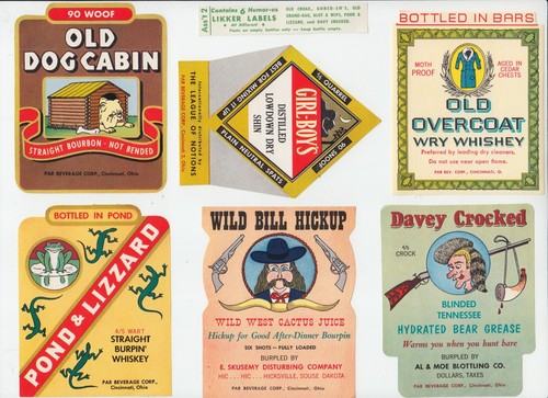Liquor Labels- LIKKER GAG LABELS x10, Vintage Humor-Us, VINTAGE, New ...