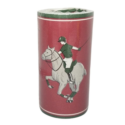 Lot of 35 Rolls Wallpaper Border 4" Polo Horse Equesterian Burgundy Frankford - Picture 4 of 5