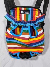 Pawaboo Pet Front Backpack, Cat Dog Travel Carrier, Legs Out, Size Large Rainbow
