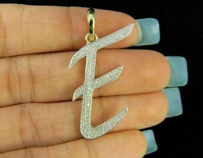 2 Ct Round Lab Created Diamond ''E'' Letter Initial Pendant 14K Yellow Gold Finish