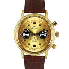 Reloj Raro Vintage WAKMANN WIDELING Firmado Cronógrafo Incabloc Champagne 38mm