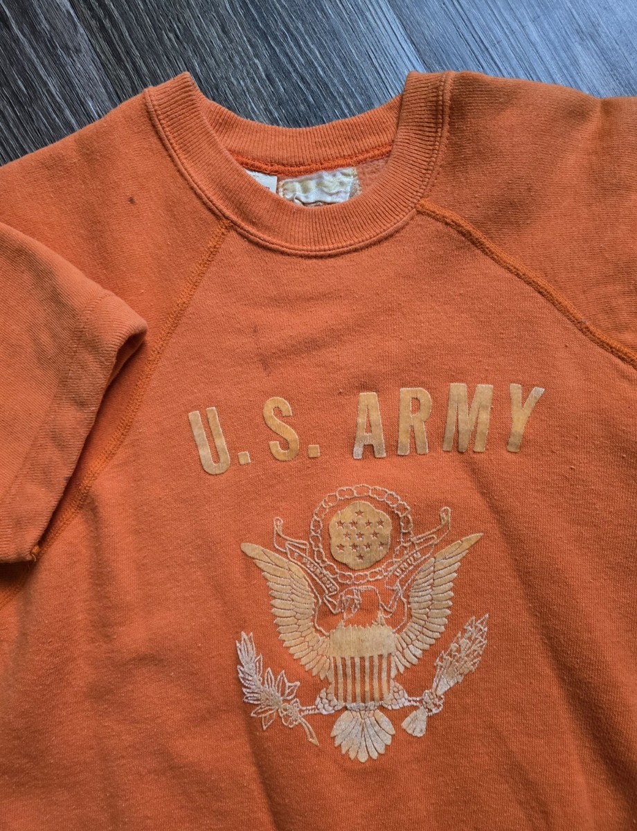 Vintage 1950s 1960s US Army Short Sleeve Sweatshirt Orange