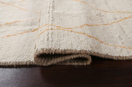 5x8 Geometric Moroccan Oriental Area Rug Hand-knotted Wool IVORY/ ORANGE Carpet - Picture 11 of 12