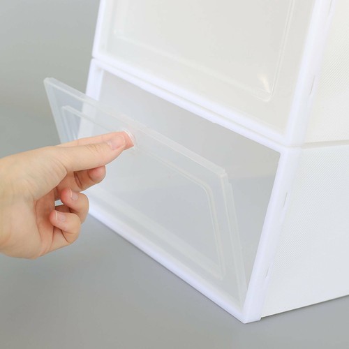 6X Plastic Shoe Storage Boxes Drawer Stackable Foldable Organiser Clear Duarble - Picture 4 of 10