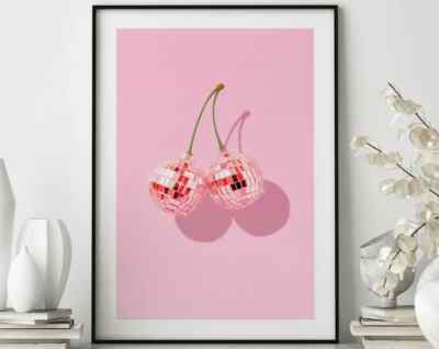 Disco Ball Cherries Poster Premium Quality Choose your Size