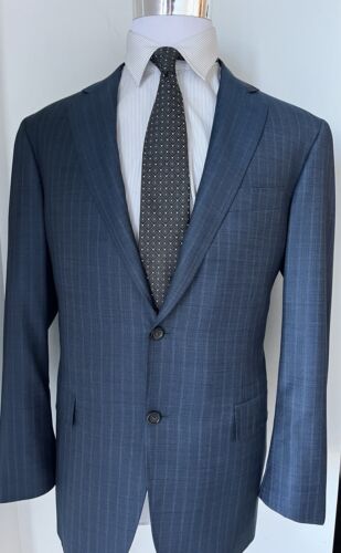 NWOT CANALI 1934 Kei SUIT 46R ( 56EU) Blue Stripes - Picture 1 of 11