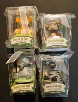 Kate Aspen Born To Be Wild Candle  Favors Lot Of 4 Zebra, Monkey, Elephant, Lion