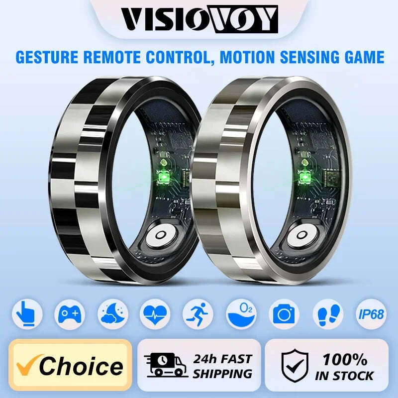 5ATM Waterproof Smart Ring with Health Tracking & Gesture Control