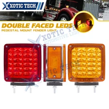 2pc Amber/Red 39 LED Double Face Stud Mount Pedestal Fender Stop Turn Tail Light