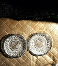  2 sehr schöne Kristall Untersetzer ,mit silberner Umrandung