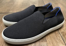 Rothy's The Sneaker Women's Size 7.5 Slip On Shoes Black W Blue Trim
