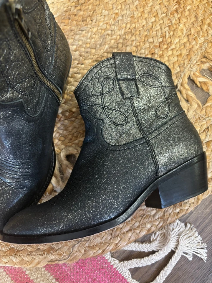 Gee Wawa Mujer Negro Verde Sombra Cuero Tobillo Vaquera Botas Occidentales Talla 6 Foto 3 de 4