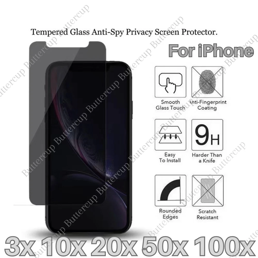 Privacy Screen Protector Tempered Glass Lot For iPhone 16 15 14 13 12 11 XS 8 7