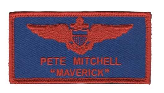 4" NAVY MAVERICK PETE MITCHELL HOOK & LOOP EMBROIDERED PATCH
