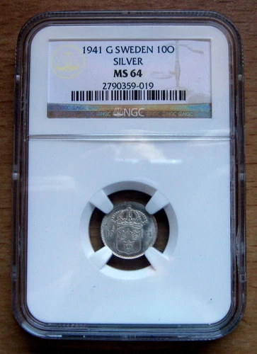 SWEDEN - 10 ÖRE 1941 G KM# 780, NGC MS 64