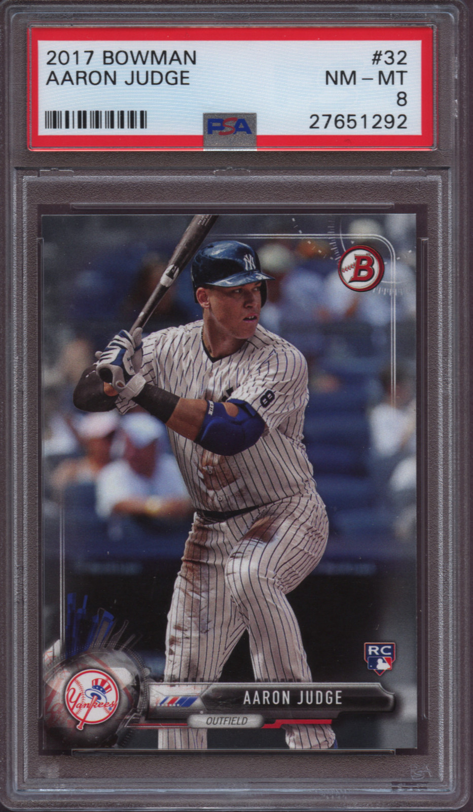 2017 Bowman 32 Aaron Judge PSA 8  NM Mint RC view 3