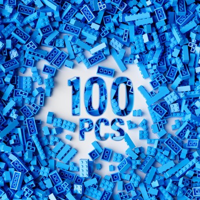 100 Piece Sky Blue Bricks Bulk 12 Size Sky Blue Classic Building Blocks Brick...