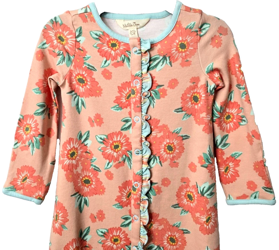 Mameluco convertible para dormir 12 18 meses Matilda Jane con volantes rosa melocotón suave Foto 4 de 4