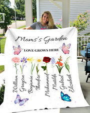Grandma Mom Love Grows Here Velveteen Plush Fleece Blanket Soft Home D cor Gift