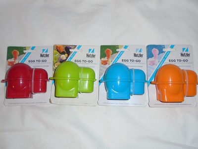 Set of 4 Hutzler Egg To-Go Hard Boiled Egg Storage Containers with Salt Shaker