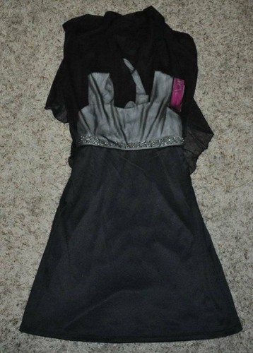 Girls Dress Party Holiday Black White BCX Embellished Sleeveless Maxi $58-sz 16 - Picture 5 of 7