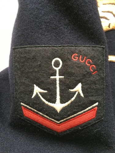 $5500 GUCCI Mens Tiger Silk Embroidered Cruise Pea Coat Wool Navy Size 50, US 42 - Picture 7 of 12
