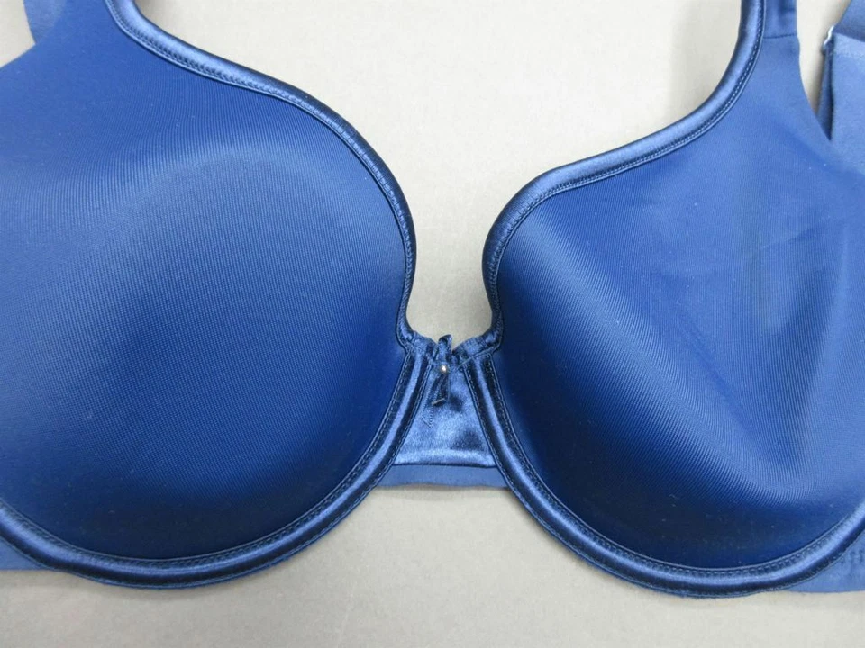 34D VANITY FAIR WOMENS BLUE UNDERWIRE PADDED BACK CLOSURE DEMI BRA 1A - Image 2 of 4