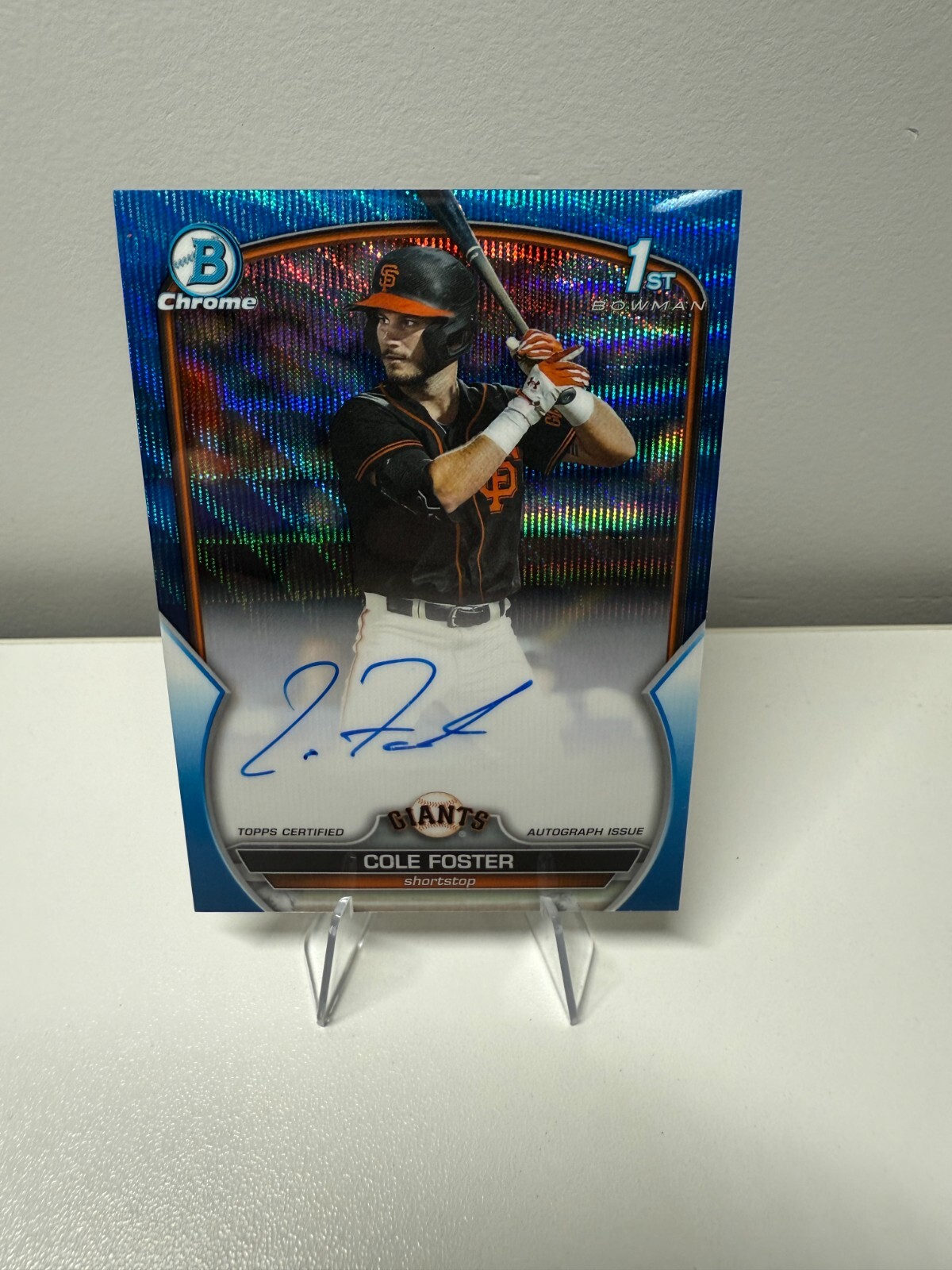 Cole Foster 2023 Bowman Draft Chrome 1st Blue Wave Refractor Auto /150 #CDA-CF