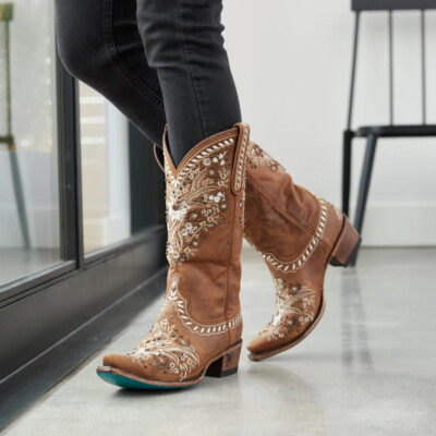 Damen Vintage West cowboy Block Stiefel Schuhe Mid-calf Ritterschuhe Stickerei