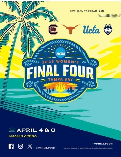2025 PROGRAMA OFICIAL DE LOS ÚLTIMOS CUATRO JUEGOS PARA MUJER UCLA UCONN TEXAS CAROLINA DEL SUR Foto 2 de 3