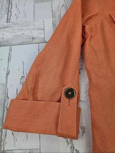 Jones New York Jacket Womens M Lightweight 100% Linen Button Up Coral Coastal - Picture 5 of 14