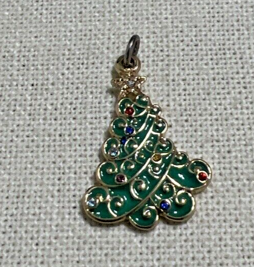Premier Designs Jewelry Green Enamel CHRISTMAS TREE Pendant/Charm