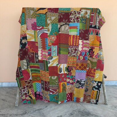Single Size Kantha Quilt Indian Bedding Bedspread Gudari Patchwork Throw