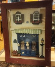 Vintage Diorama Shadow Box 3D Display Wall Hanging Decor Golf Shop 10"x13"
