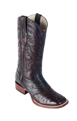 LOS ALTOS CHERRY GENUINE OSTRICH SQUARE TOE WESTERN COWBOY BOOT (D) 8210318