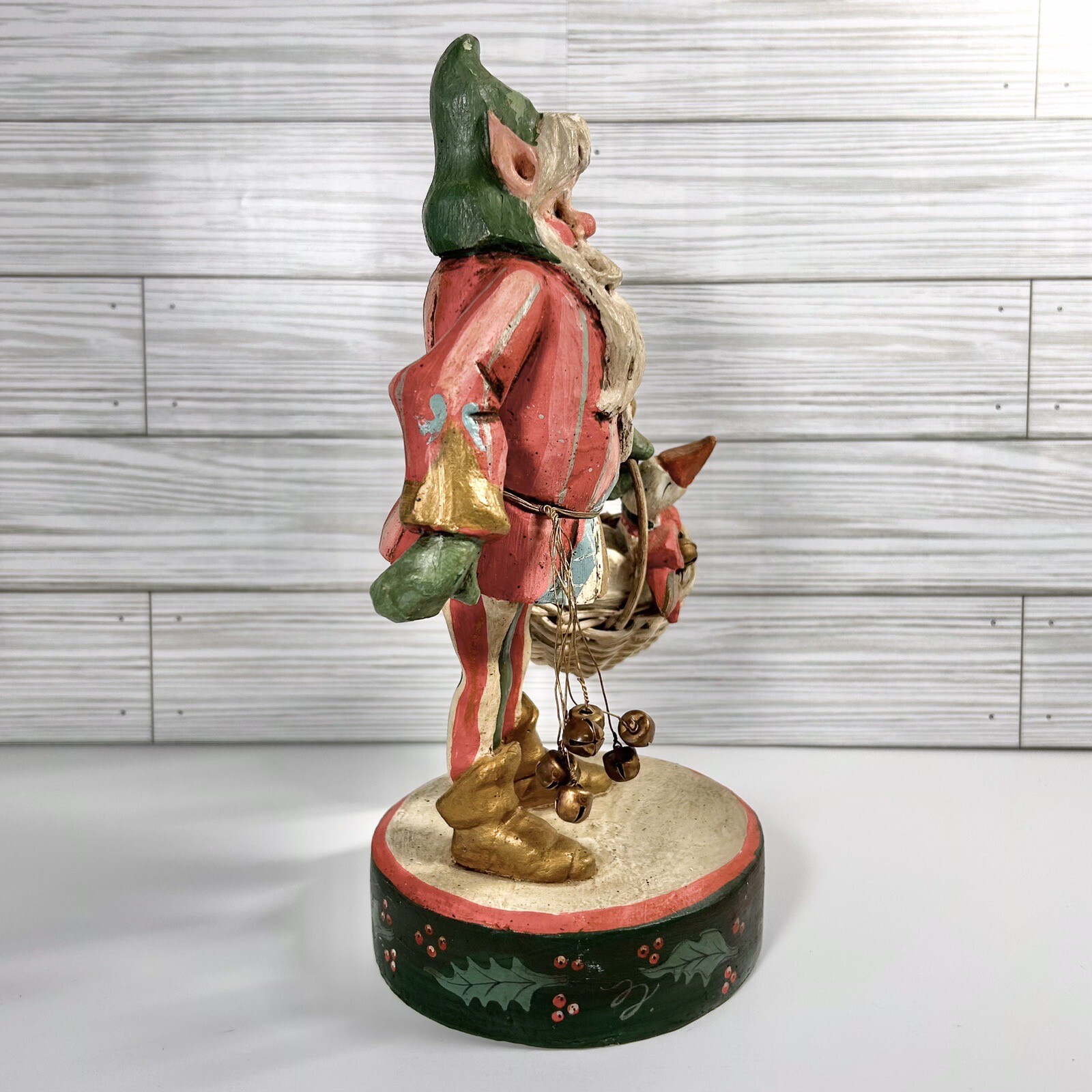 Vintage House Of Hatten Christmas Santa Elf Figure Goose Basket Bells