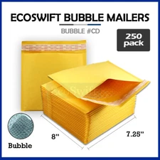 250 #CD 7.25 x 8 ECOSWIFT KRAFT BUBBLE MAILERS CD ROM ENVELOPES