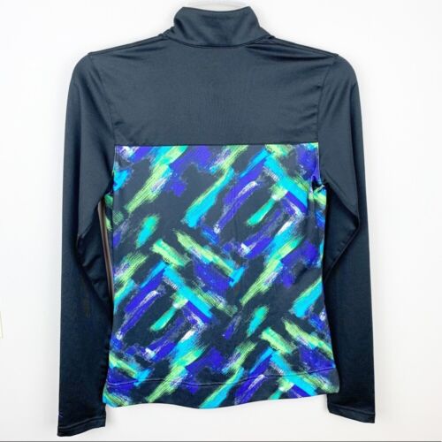 NEW SLAZENGER GOLF Womens 1/4 Zip Mockneck Stretch Shirt Black Green Blue L - Bild 3 von 8