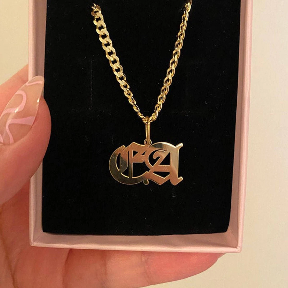 Men Necklace Personalized Boyfriend Necklace Jewelry 2 Letter Old English Ini
