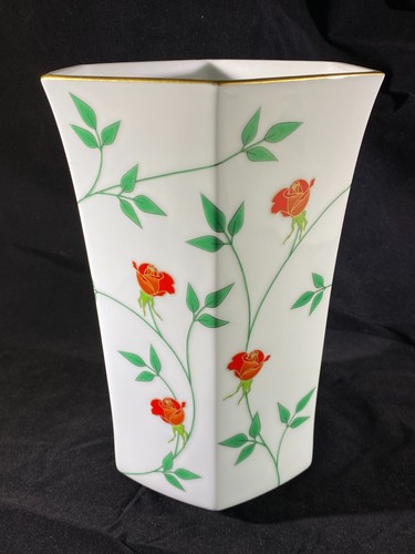 Fukagawa Koransha Porcelain Large Vase Arita Japan Six Sided Flared Mouth DS63 - Picture 3 of 6