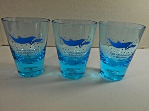 3 Baltimore National Aquarium Glasses Souvenir Dolphins Heavy Plastic GUC