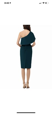 X By Xscape Womens Sheath Green Dress SZ 6 One Shoulder Cocktail Dress New!