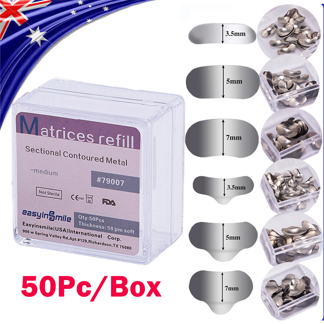 50Pcs Dental Metal Matrices Matrix Band Sectional Contoured
