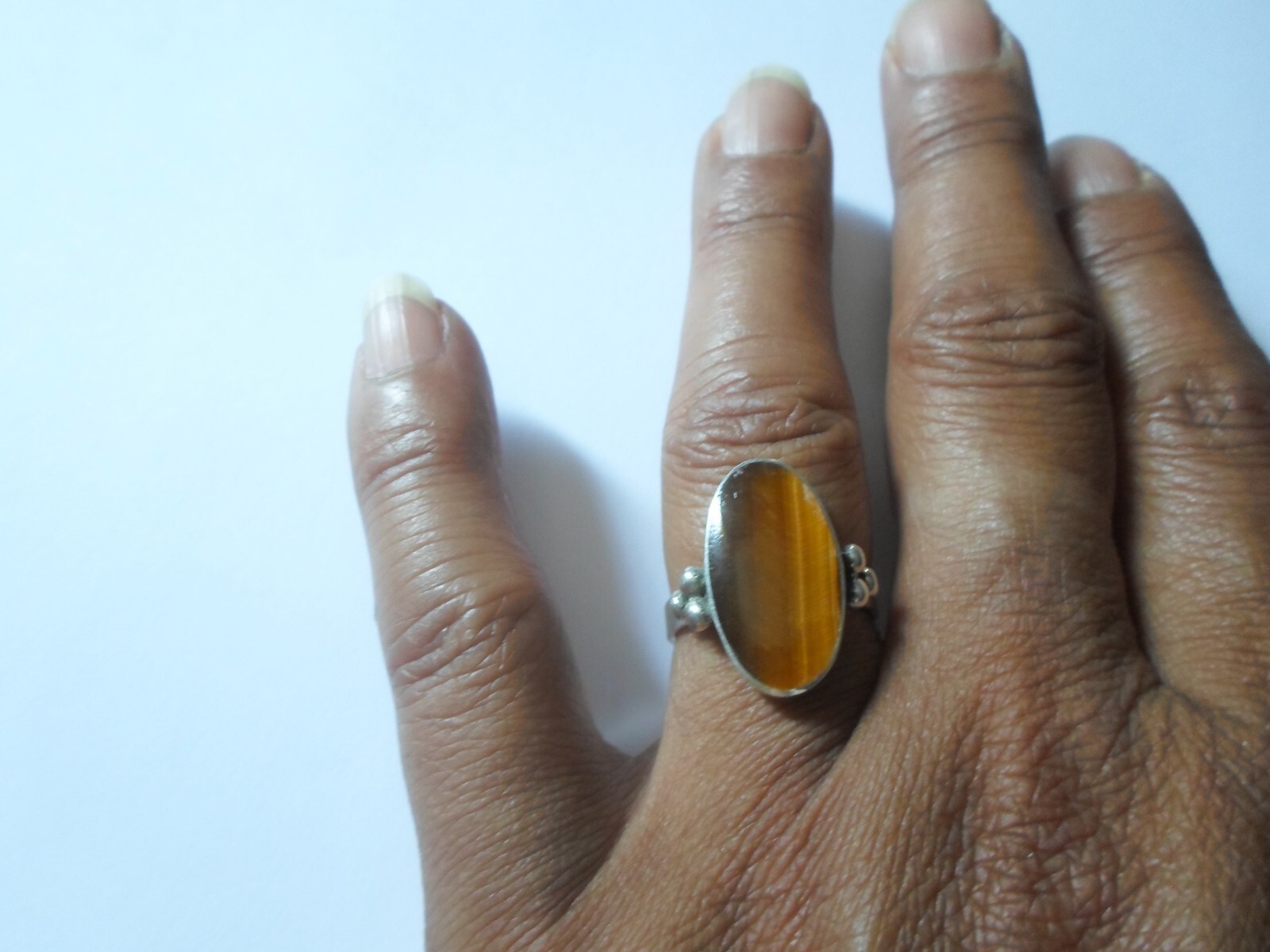 solid silver ring, tiger eye cabochon, size 54 - image 3