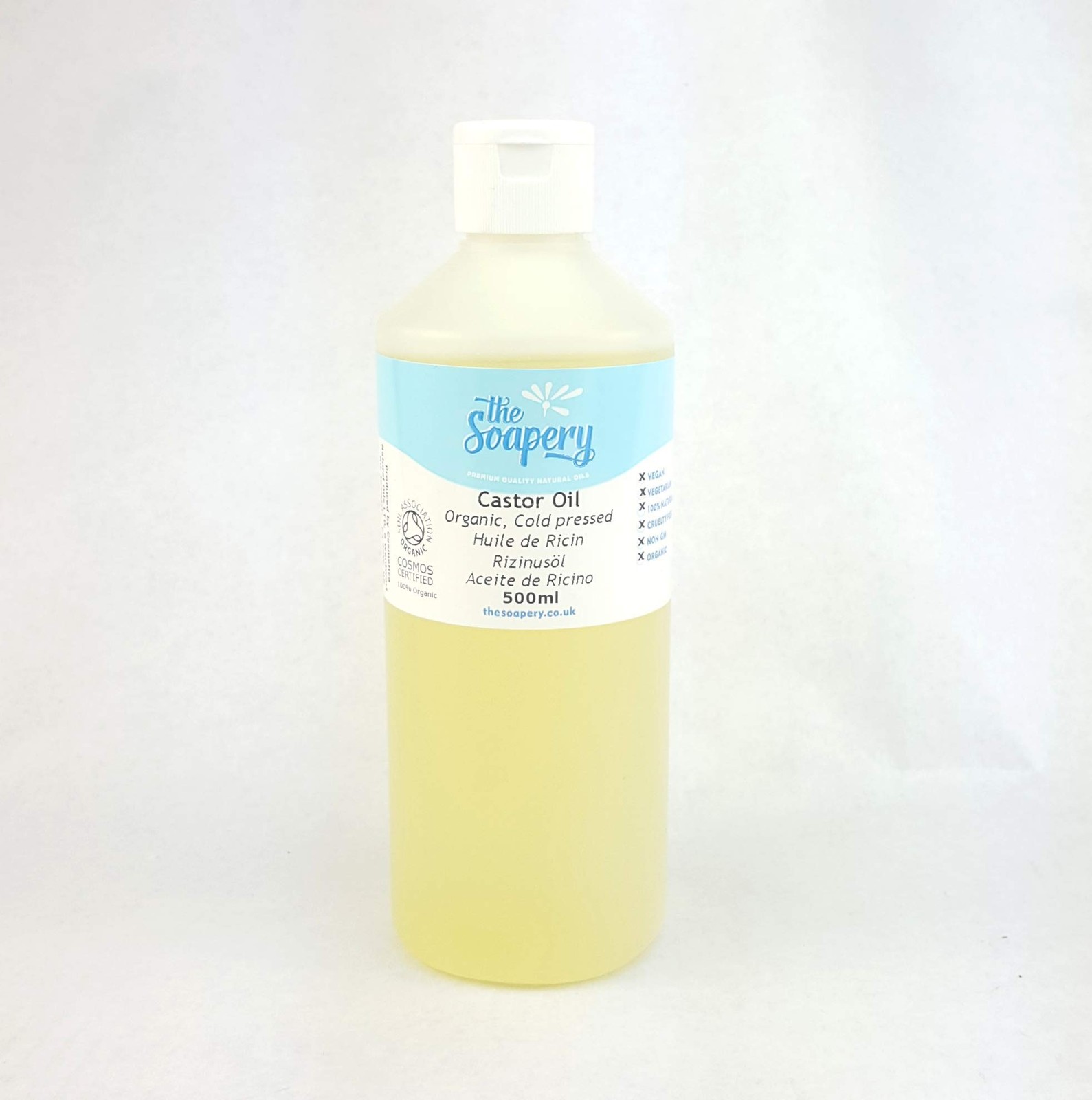 Castor Oil Organic Cold Pressed 500ml - 100% Pure 500 ml (Pack of 1), Yellow