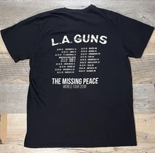 LA GUNS Band T-Shirt Men XL The Missing Peace World Tour Concert Skull Logo Tee