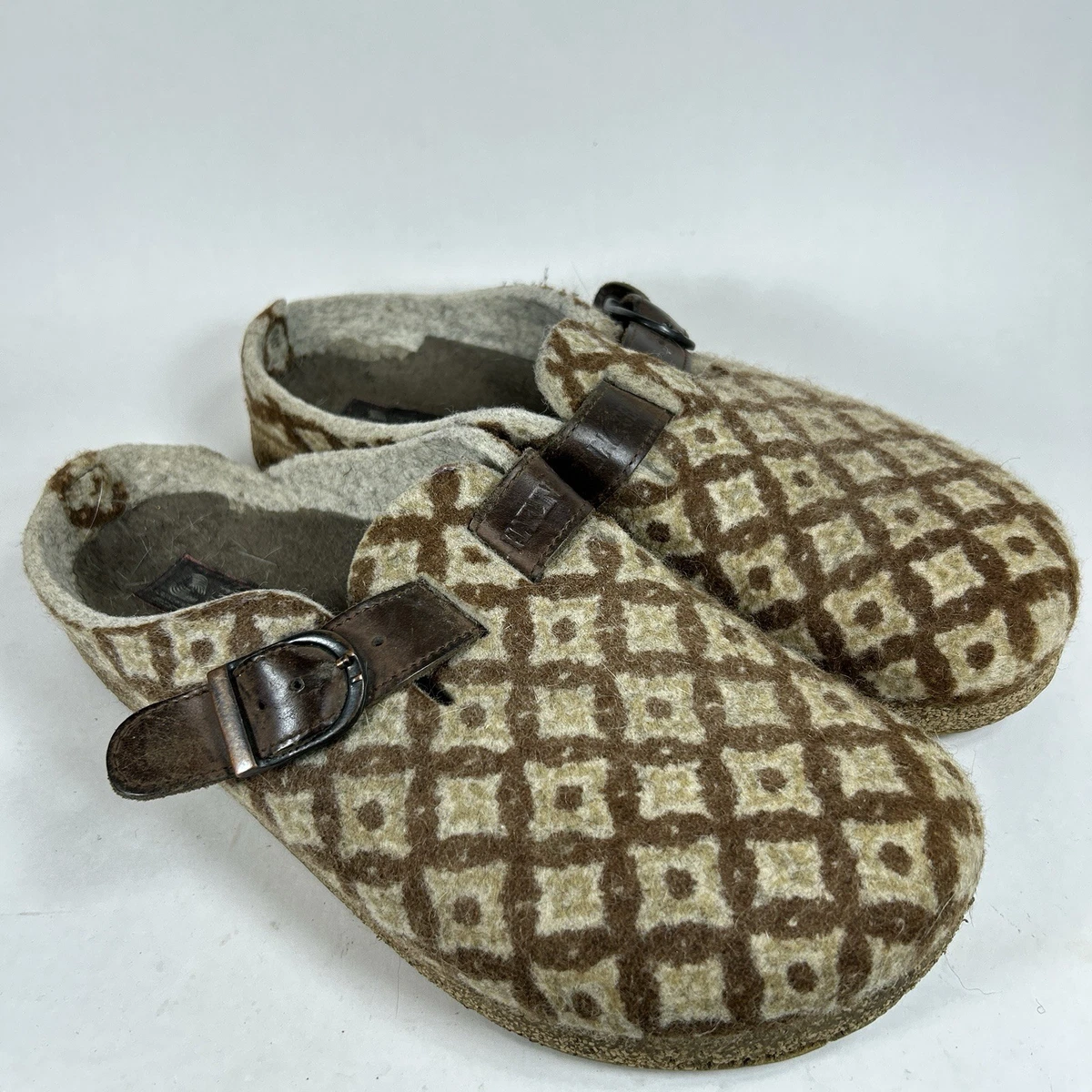 Haflinger WomenyBeige Canvas Slip-On Clogs with Brown Trim Haflinger Women main image 2