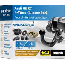 ANHÄNGERKUPPLUNG für Audi A6 C7 4Tür 11-14 abnehmbar BRINK +13pol E-Satz ECS