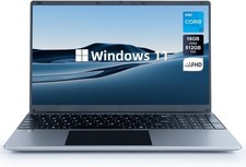 15.6 inch Laptop 16GB 512GB Windows 11 Computers Support WiFi, Bluetooth,Gray
